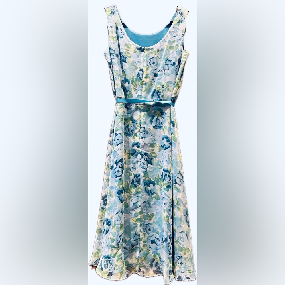 Dress Barn Blue Floral Midi Dress with Jacket - Picture 5 of 9